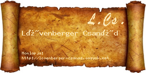 Lövenberger Csanád névjegykártya